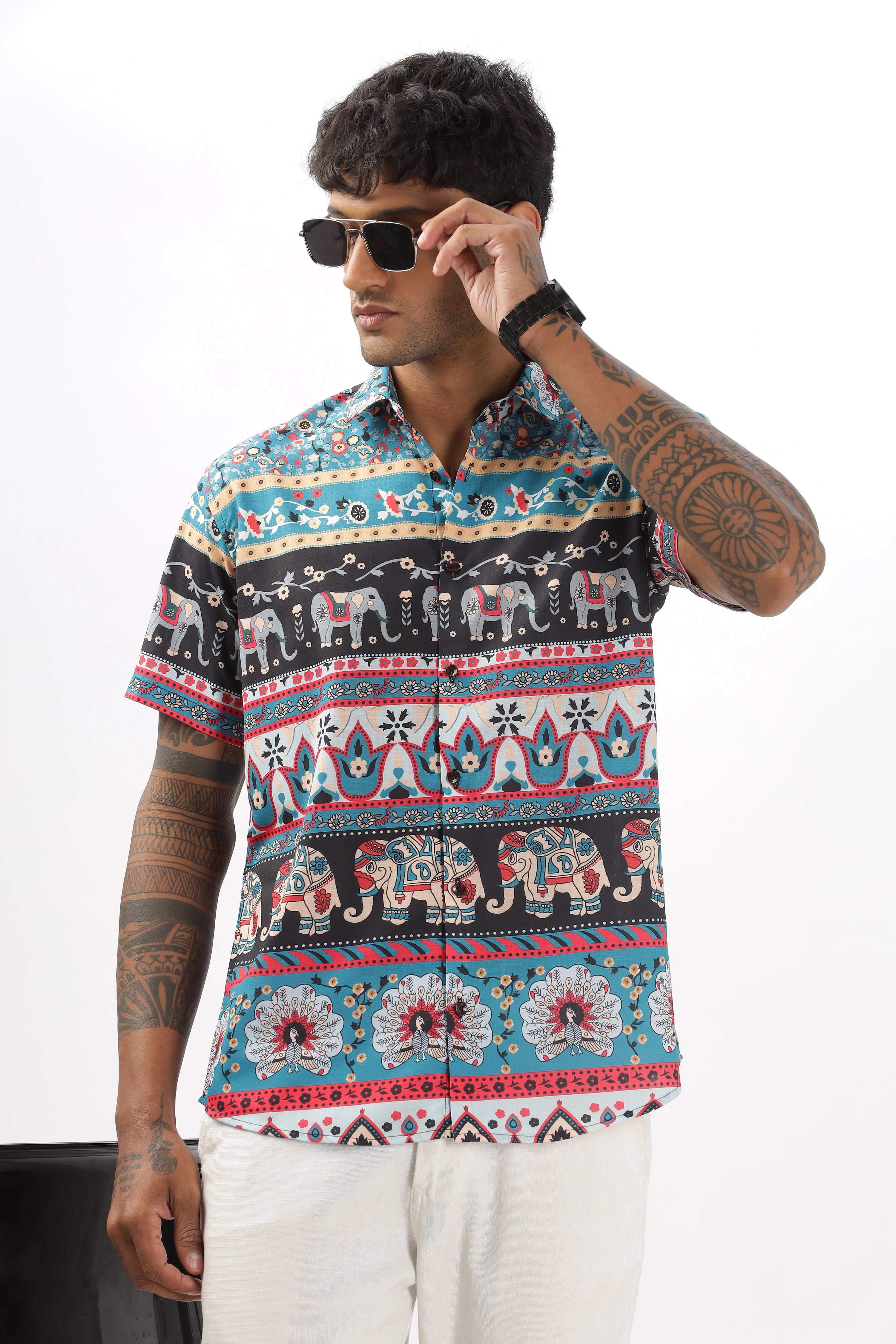 Ethnic tribal elephant printed shirt