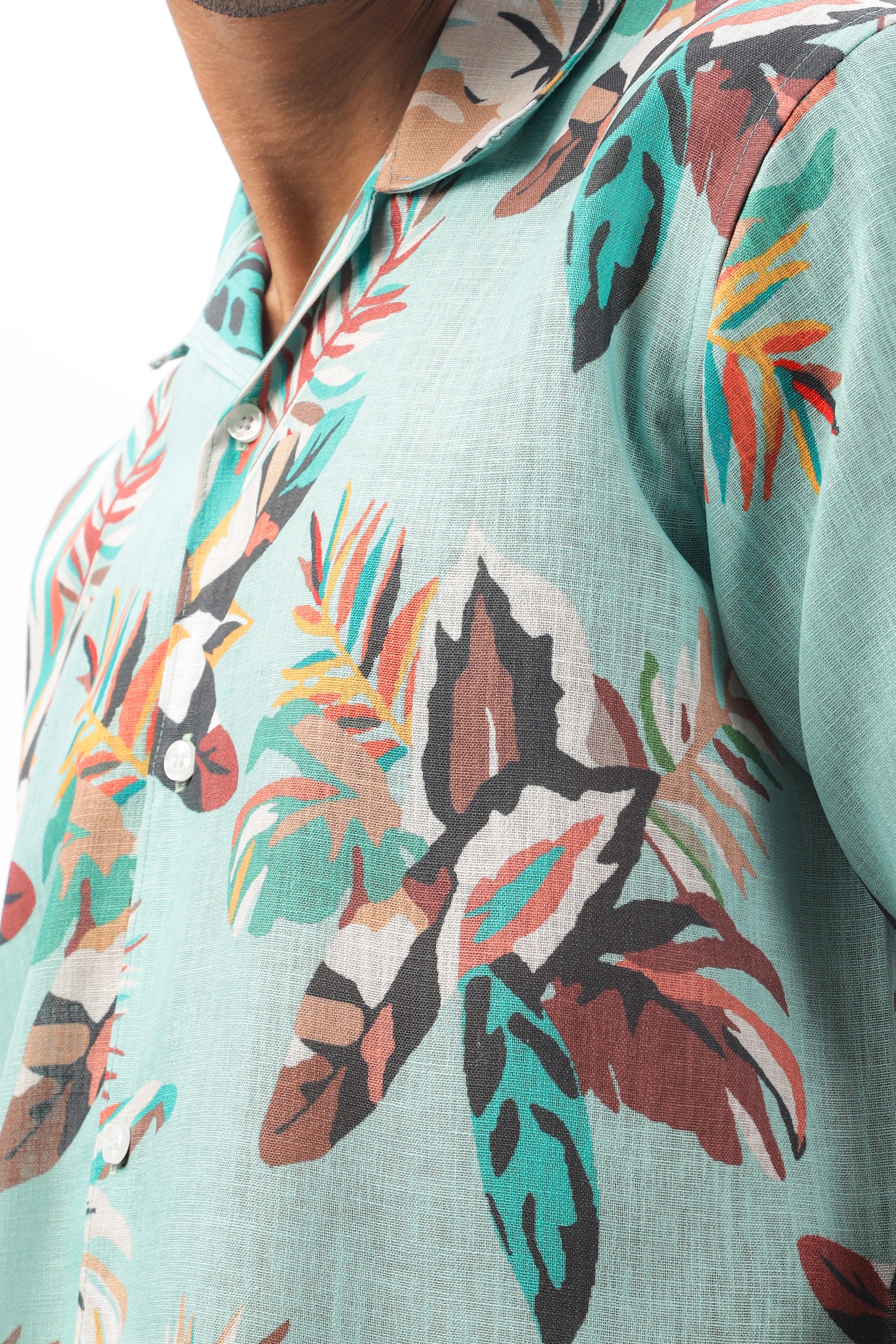 Floral printed linen shirt