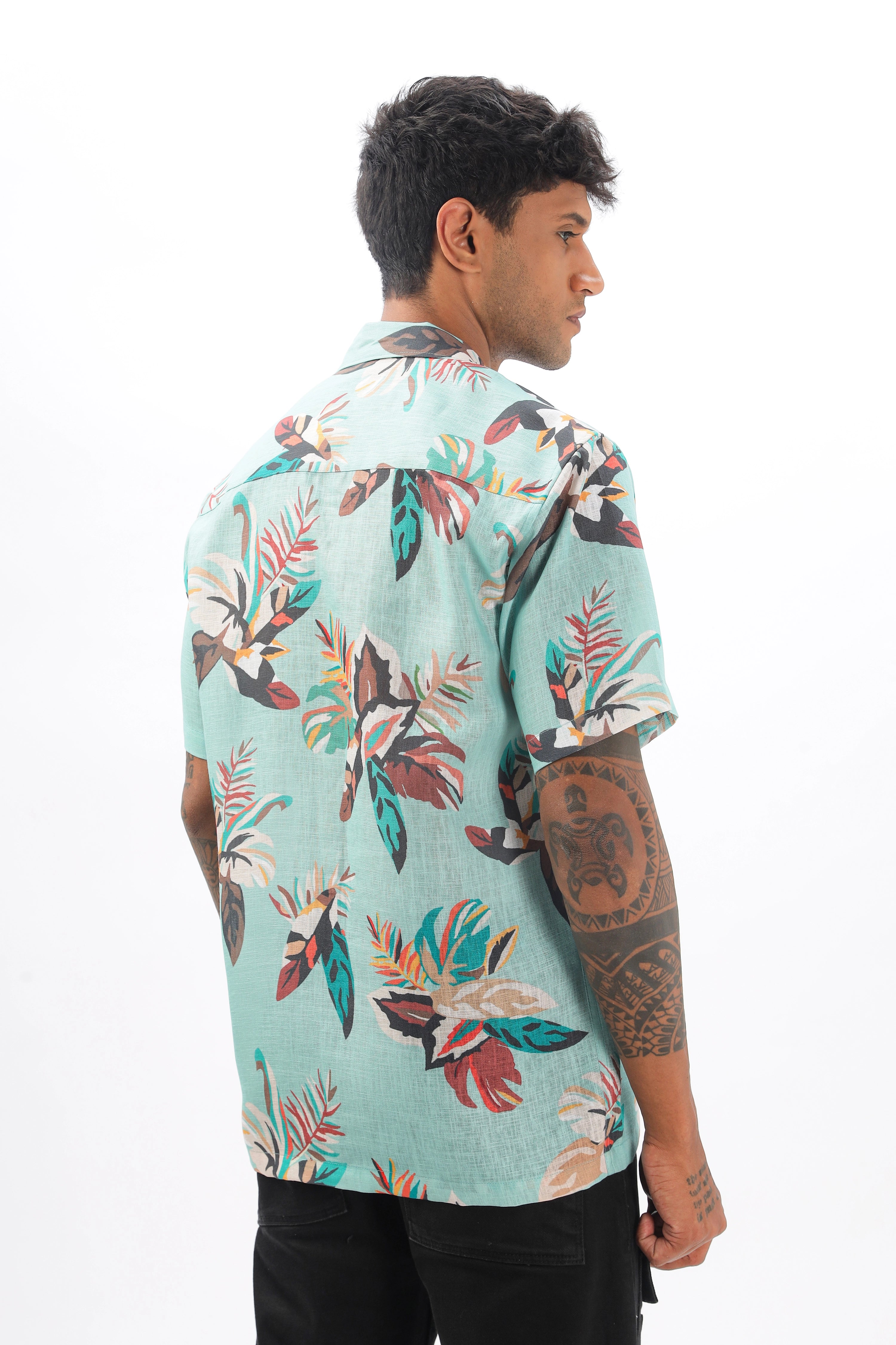 Floral printed linen shirt