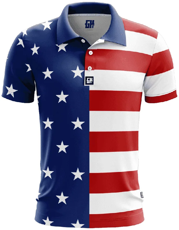 Men's Stars and Stripes Performance  Golf Polo