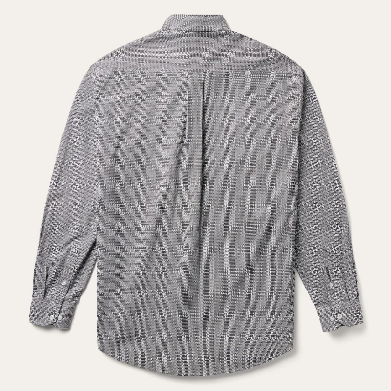 Grey Geo Print Button Front Shirt