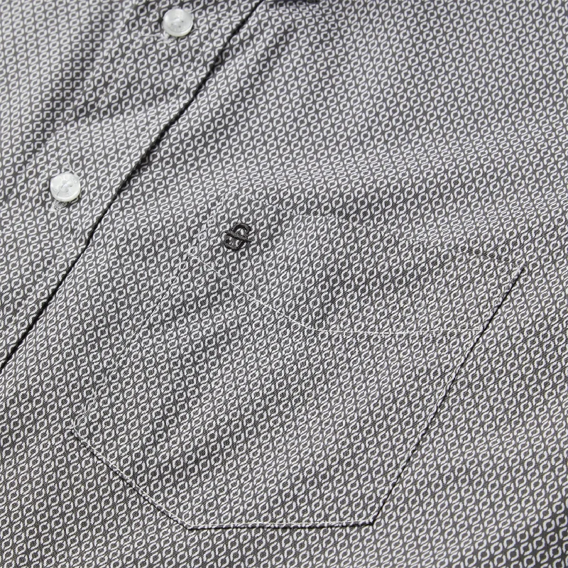 Grey Geo Print Button Front Shirt