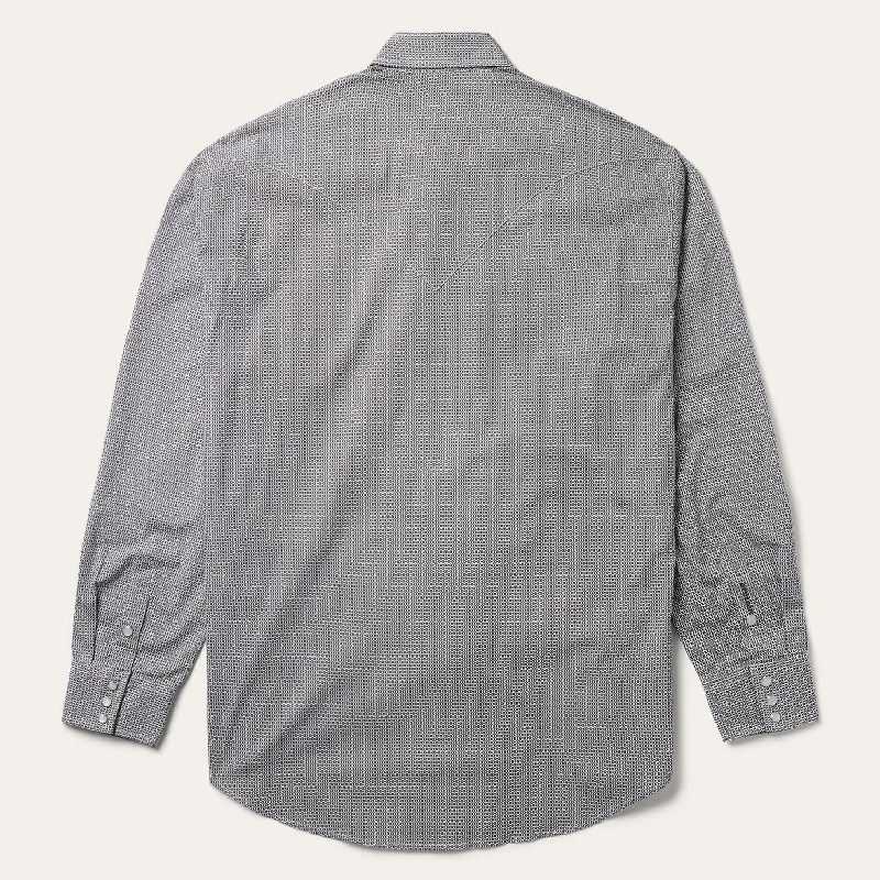 Grey Geo Print Western Shirt