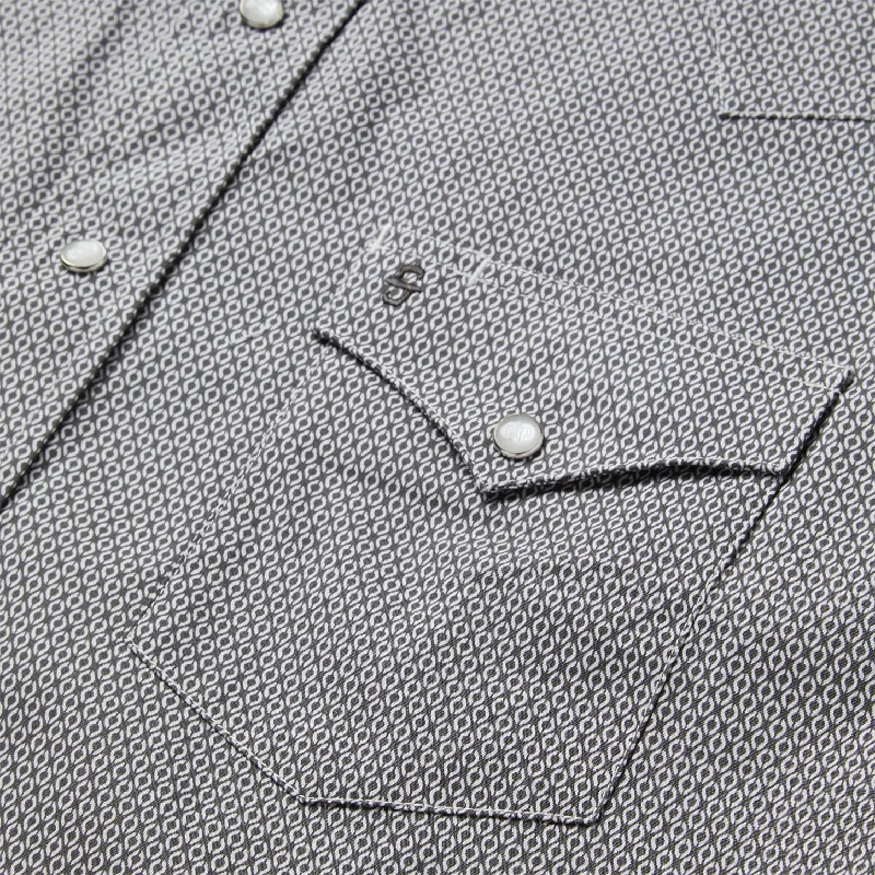 Grey Geo Print Western Shirt