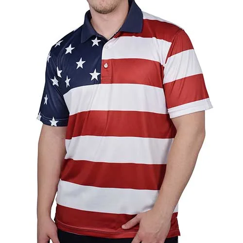 Men's American Flag Tech Polo Shirt