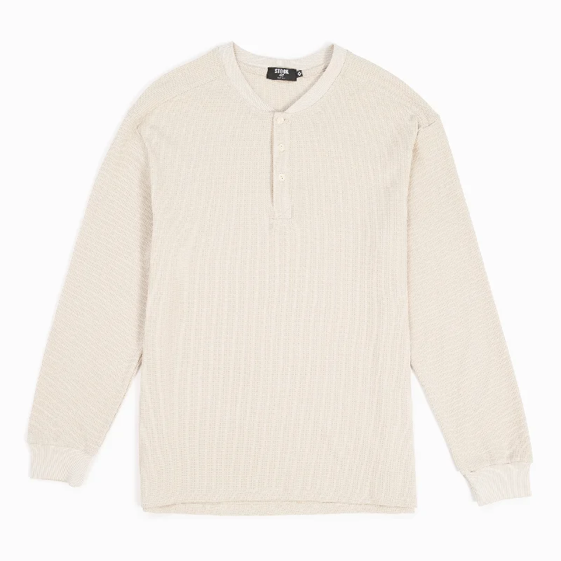 Men's Oatmeal Waffle Knit Henley