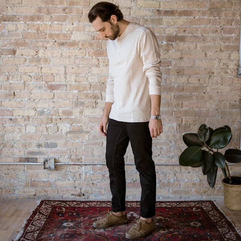 Men's Oatmeal Waffle Knit Henley