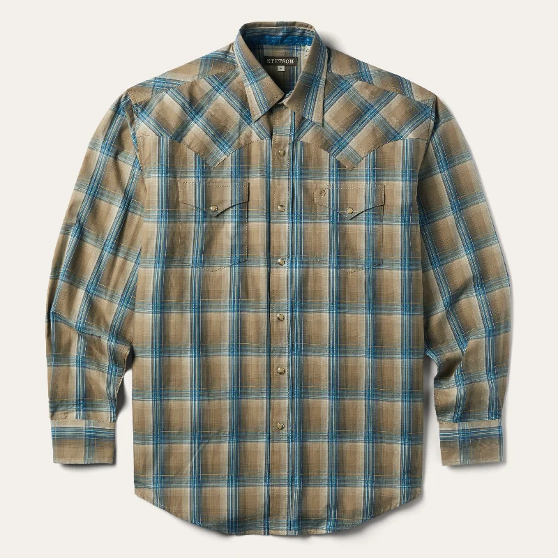 Khaki Ombre Plaid Shirt