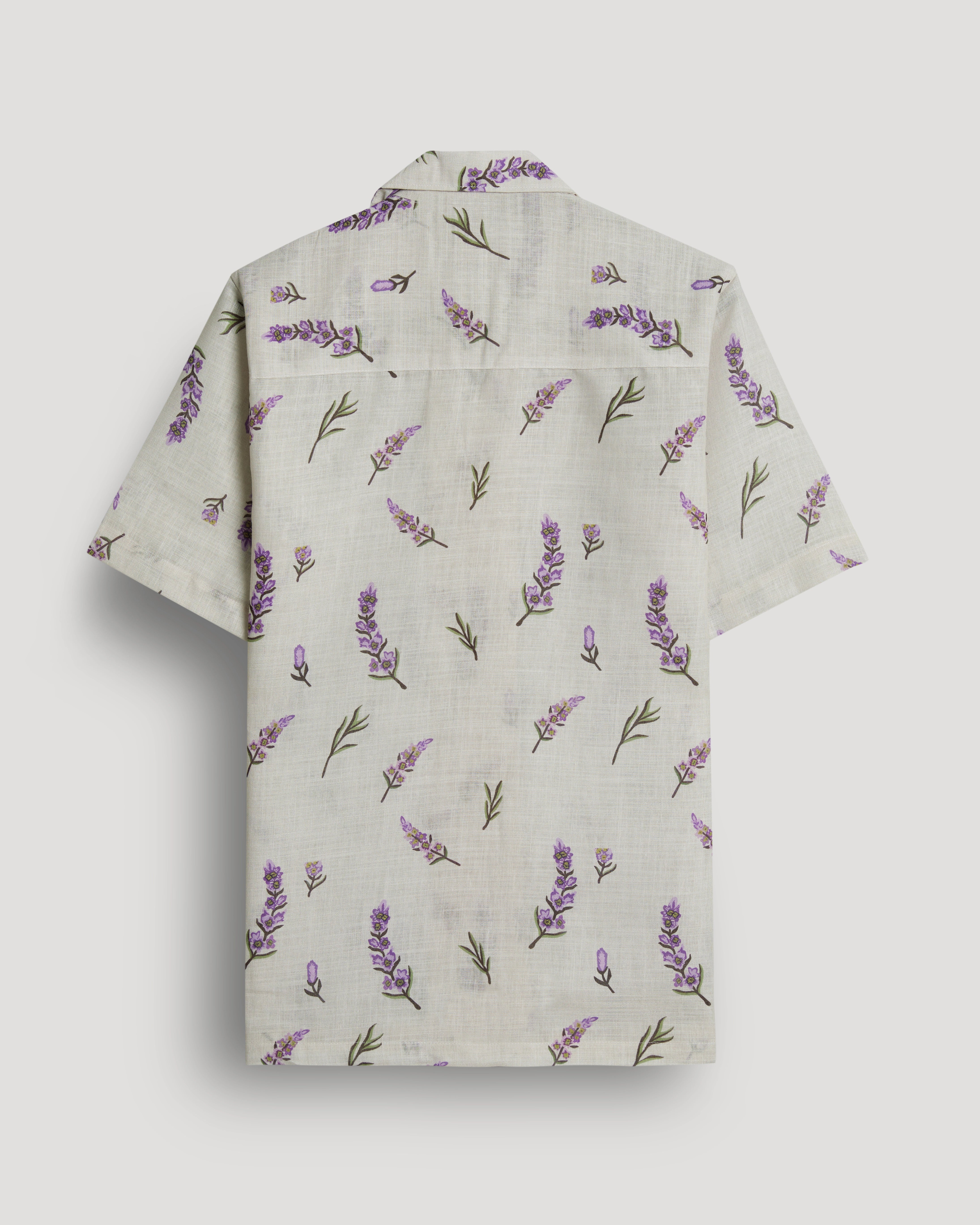 Lavender fields printed linen shirt for men