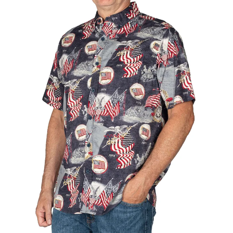 Men's Bicentennial 100% Cotton Button-Down Short Sleeve Shirt