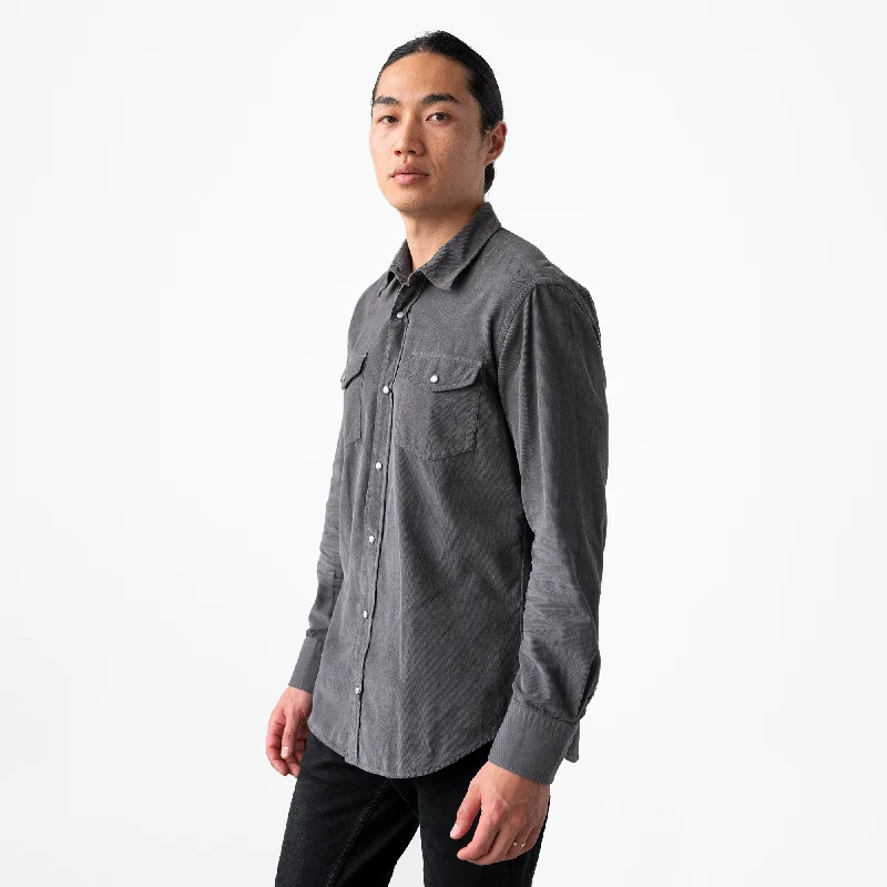 Men's Charcoal Corduroy Western Shirt