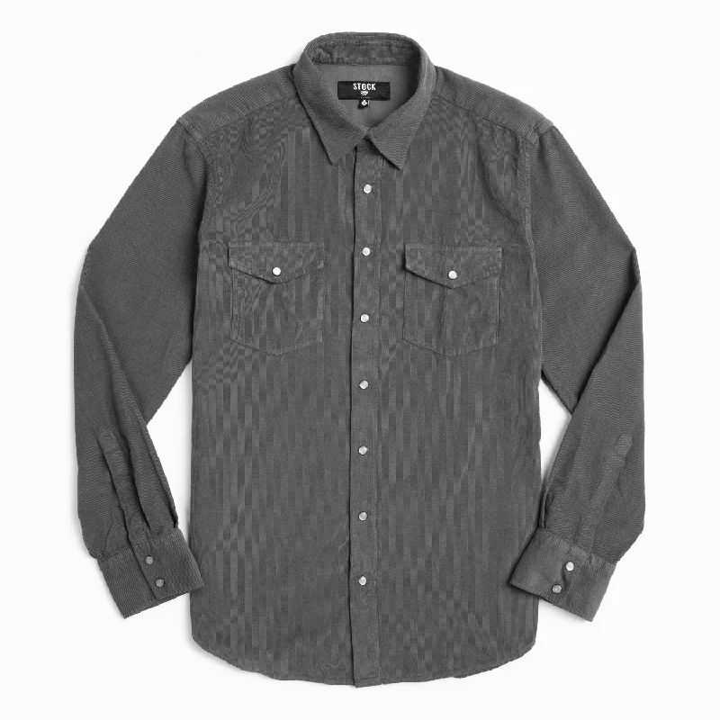 Men's Charcoal Corduroy Western Shirt