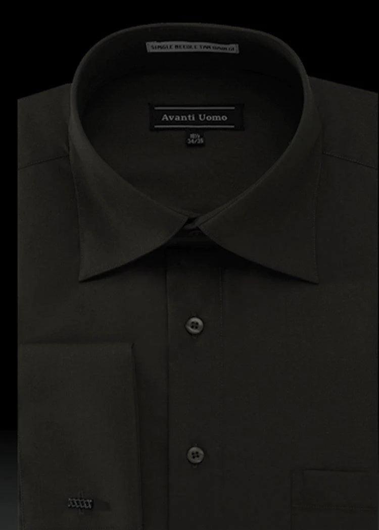 Men's French Cuff Dress Shirt Spread Collar, Black