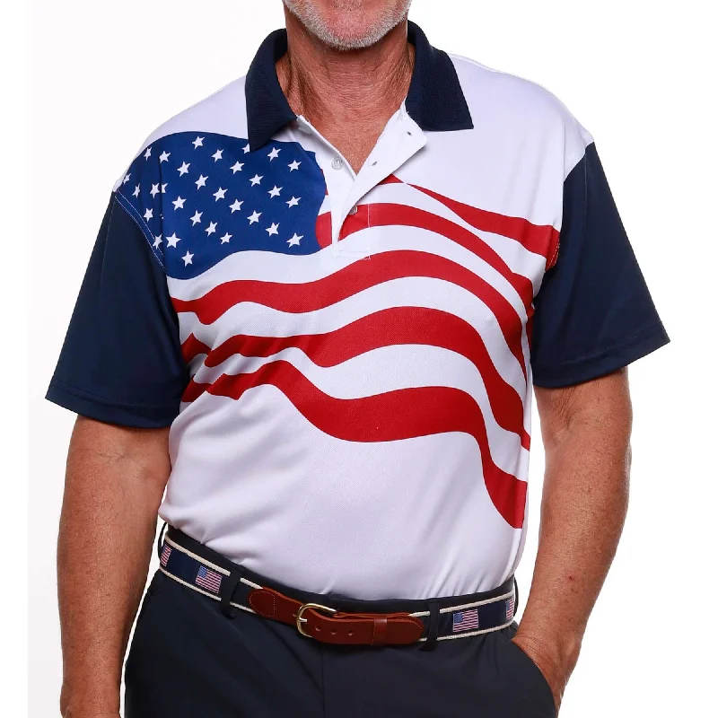 Men's Made in USA Flag Performance Golf Shirt