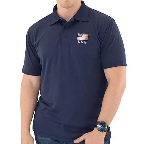 Mens Patriotic Classic Polo Shirt Navy