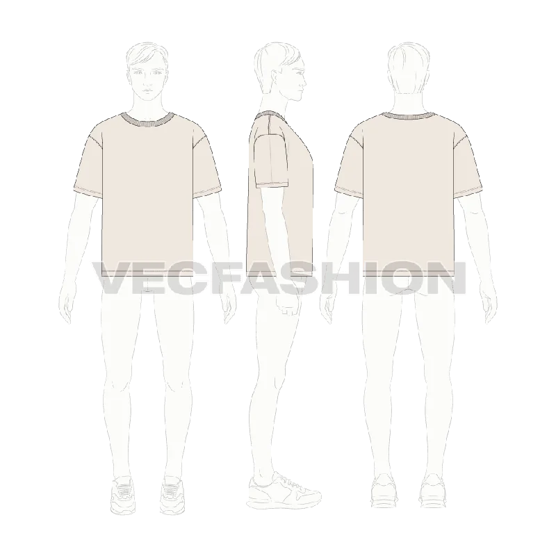 Mens Round Neck Baggy T shirt Sketch