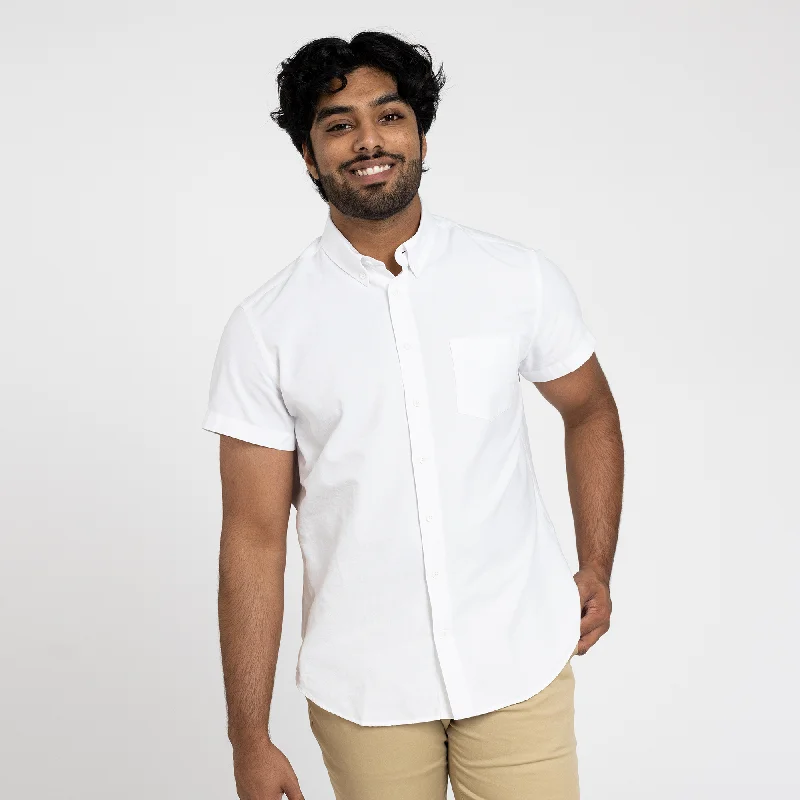 Men's Short Sleeve White Service Oxford