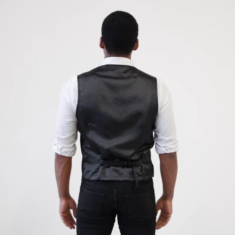 Men's Single Breasted Black Vest