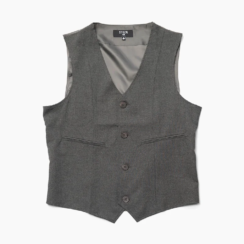 Men's Single Breasted Gray Melange Vest