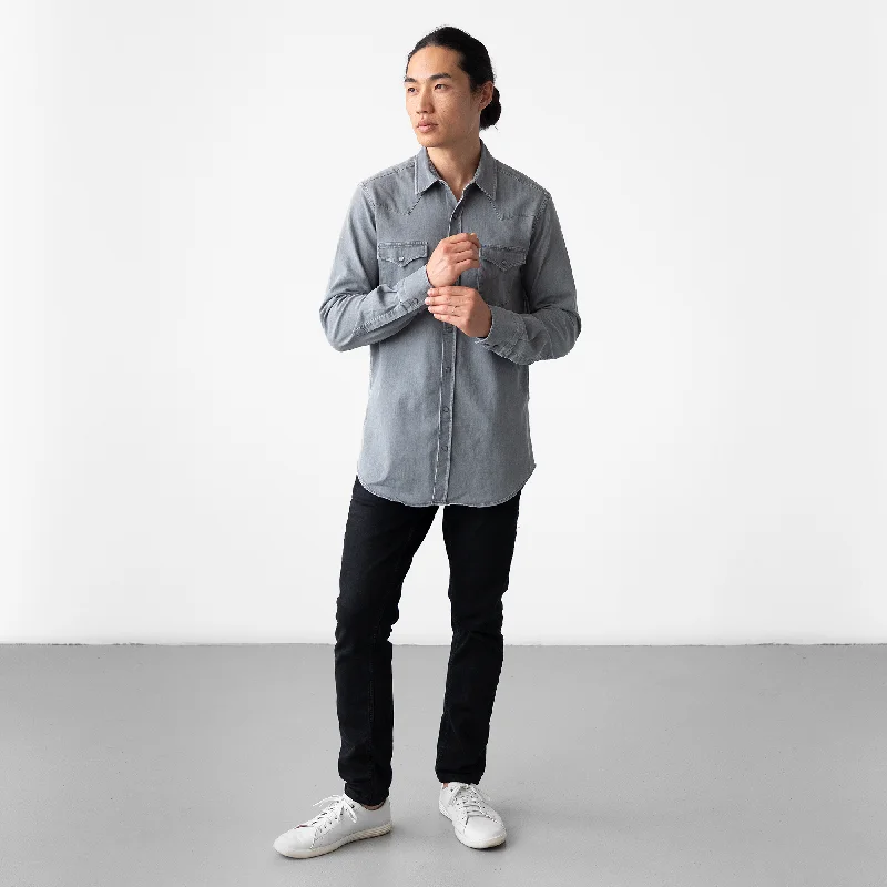 Men's Washed Gray Denim Frontier Shirt