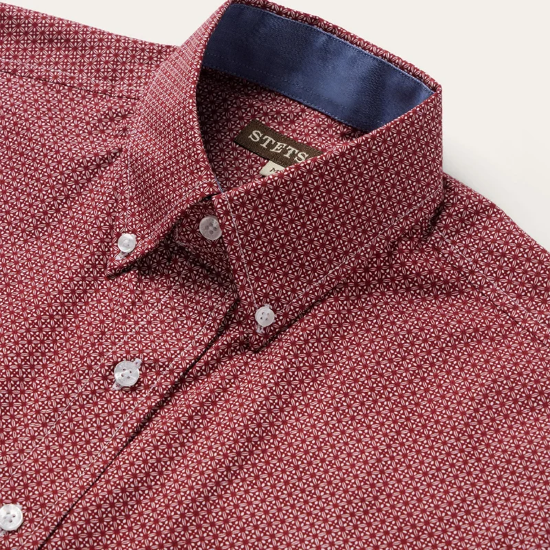 Micro Print Button-Front Shirt