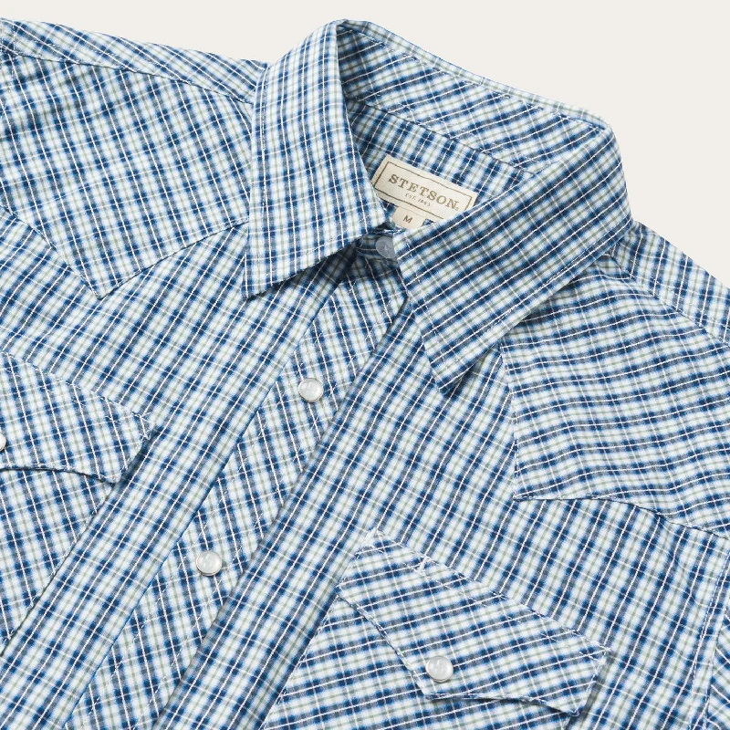 Modern Snap Front Shirt in Mini Check