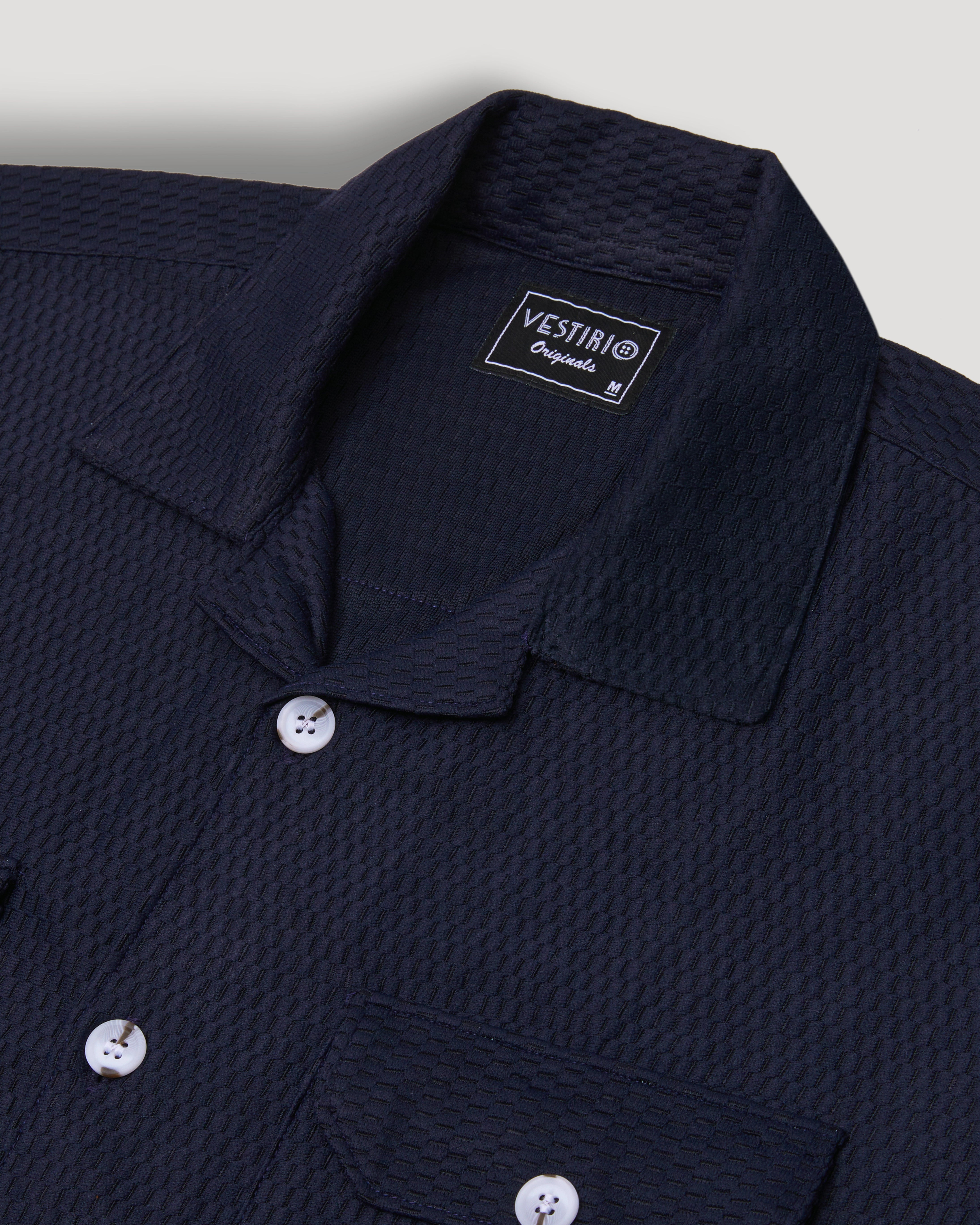 Navy double pocket half sleeve shirt