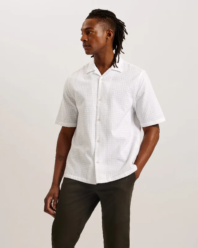 Oise Relaxed Fit Textured Cotton Shirt White