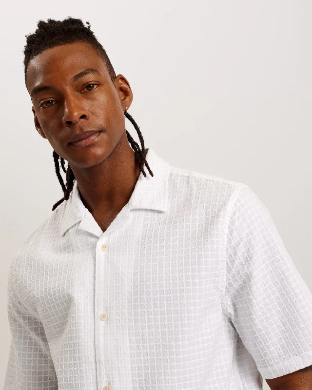 Oise Relaxed Fit Textured Cotton Shirt White