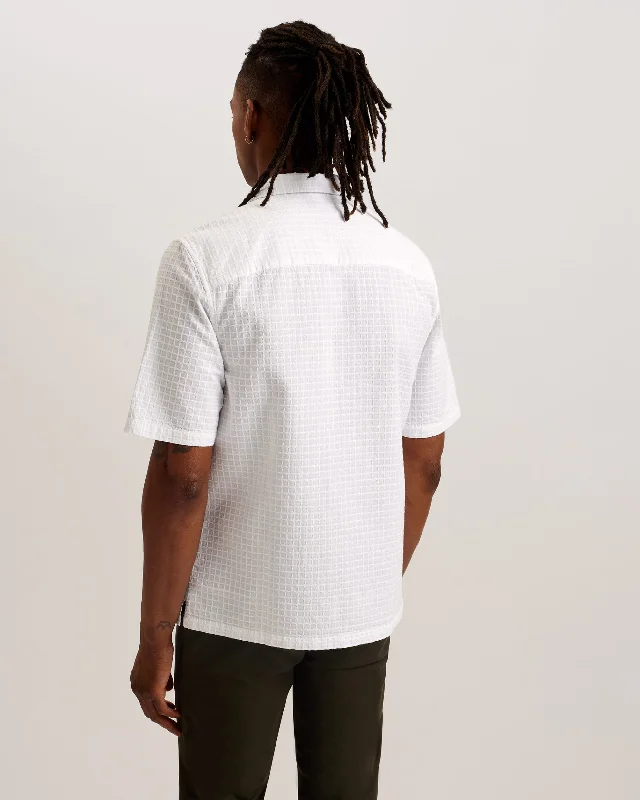 Oise Relaxed Fit Textured Cotton Shirt White