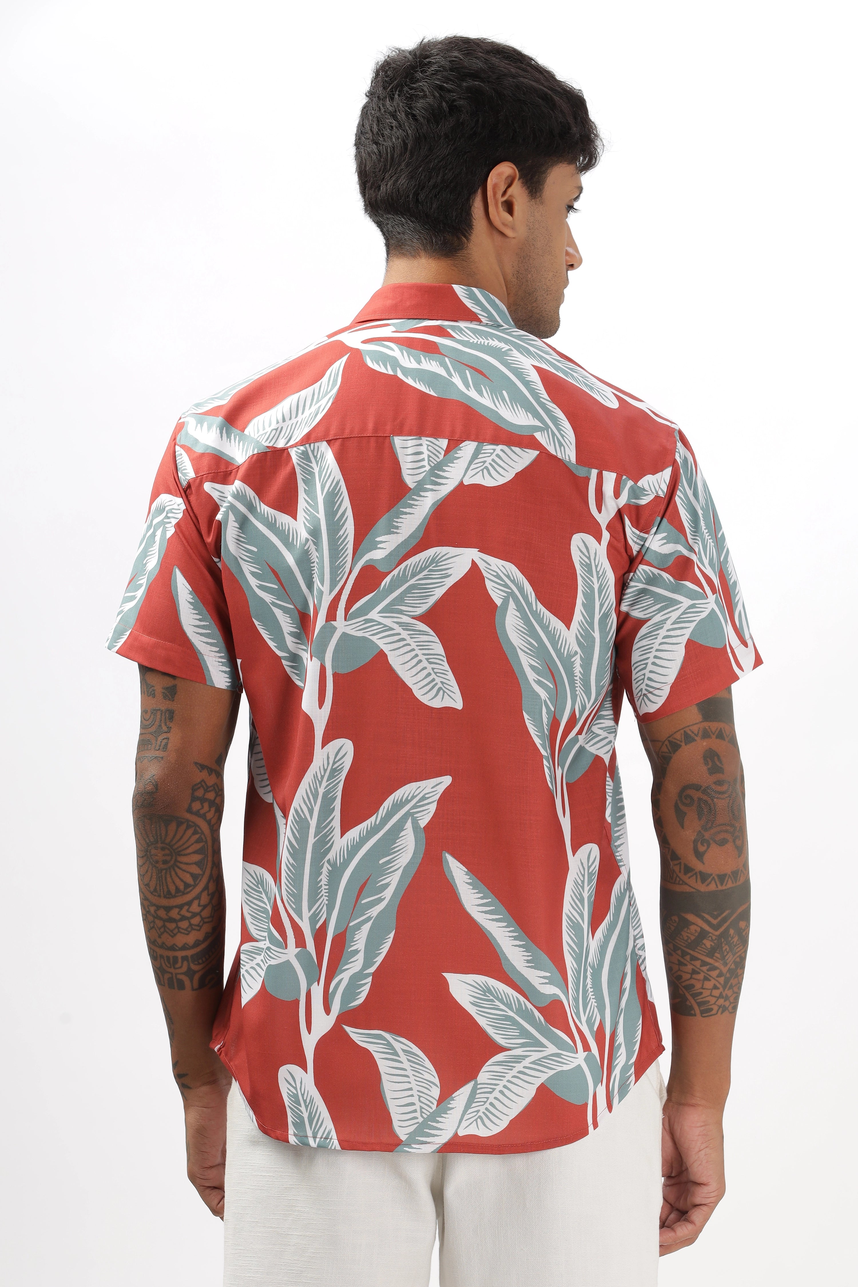 Orange leaves printed shirt