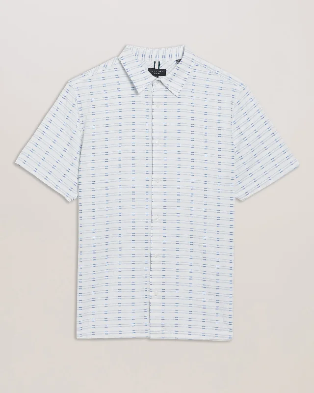 Orions Ss Regular Jacquard Geo Shirt Blue