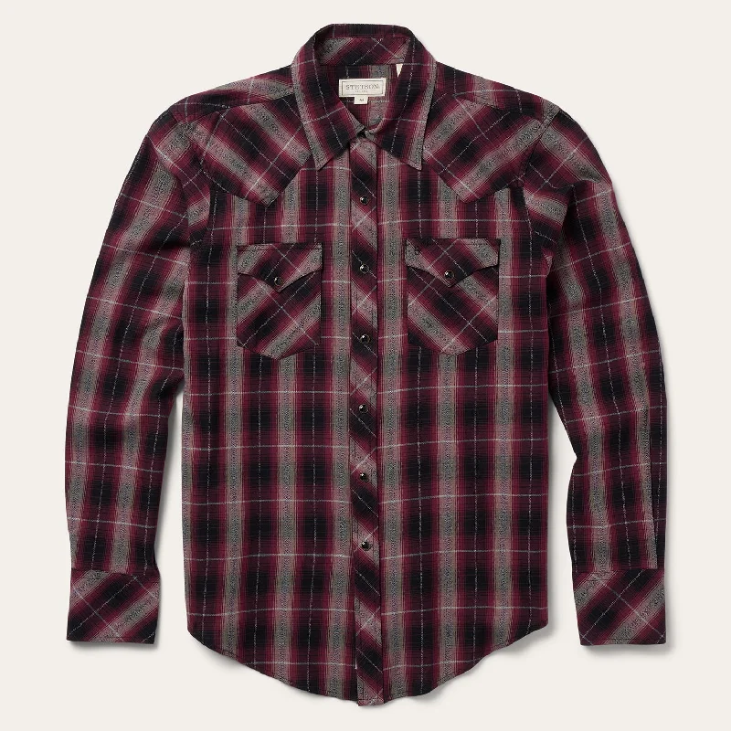 Red Marl Plaid Western Shirt