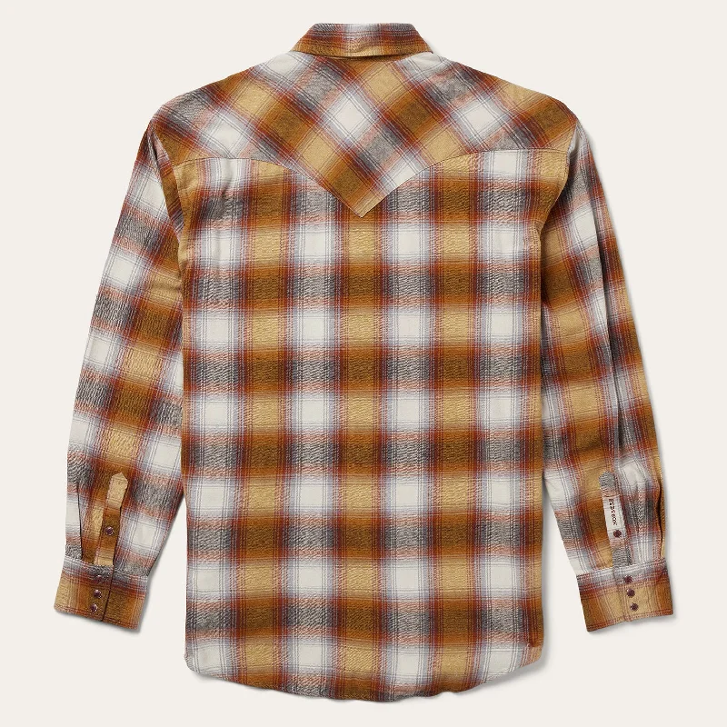 Rust Plaid Flannel Western Shirt