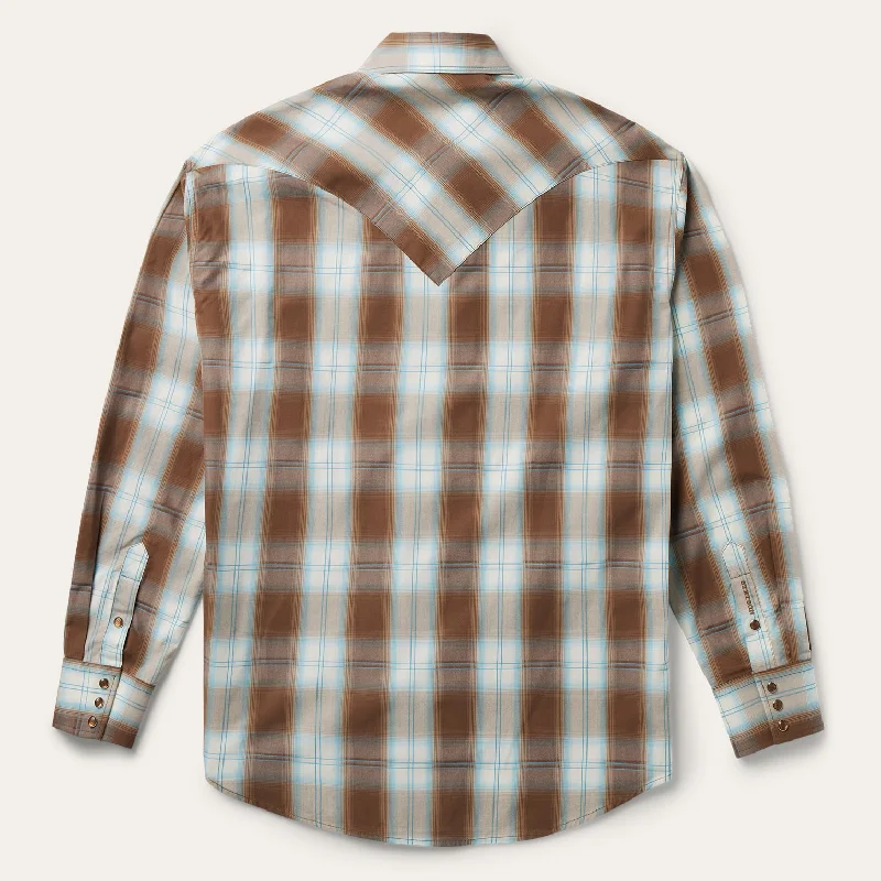 Sand Ombre Plaid Western Shirt