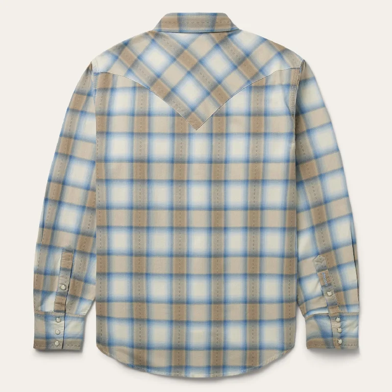 Sand Plaid Dobby Western Shirt