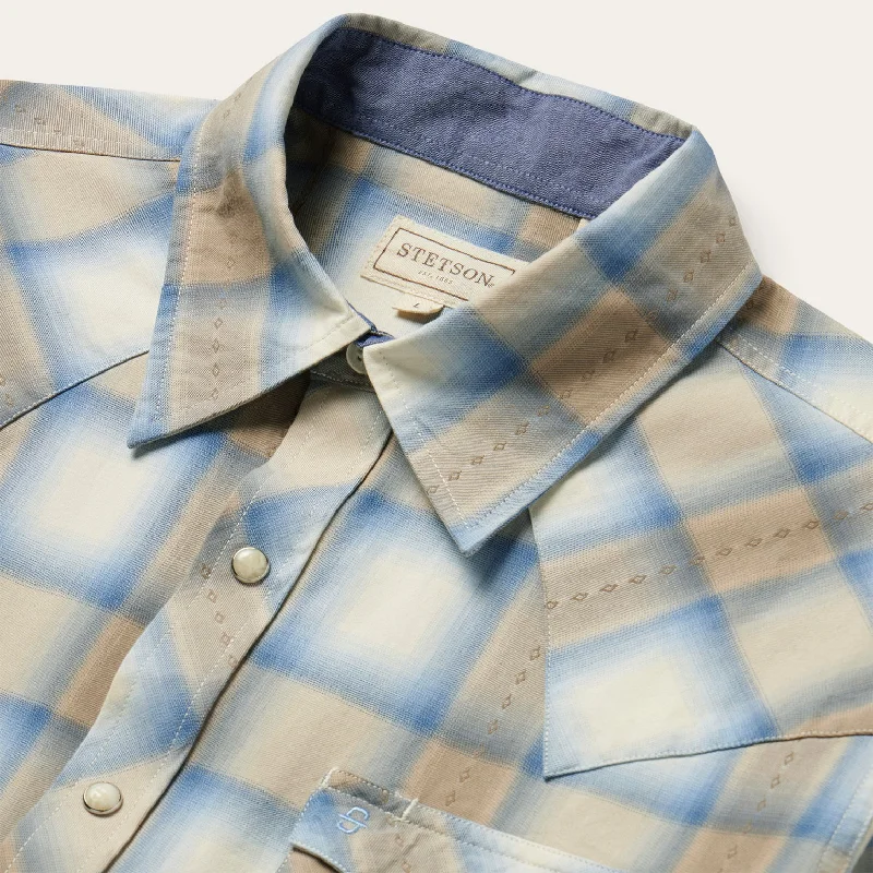 Sand Plaid Dobby Western Shirt