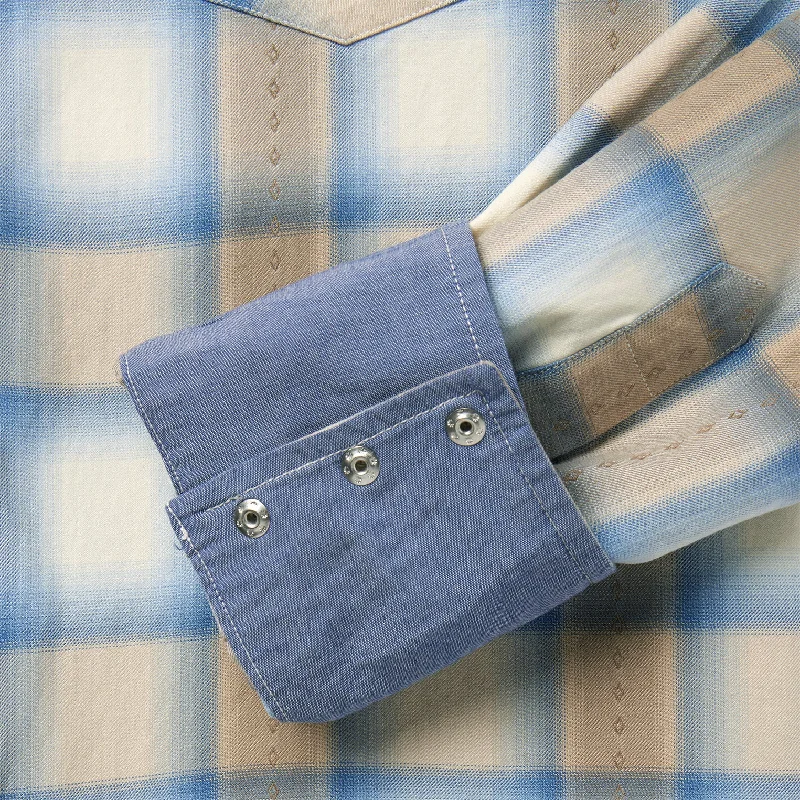 Sand Plaid Dobby Western Shirt