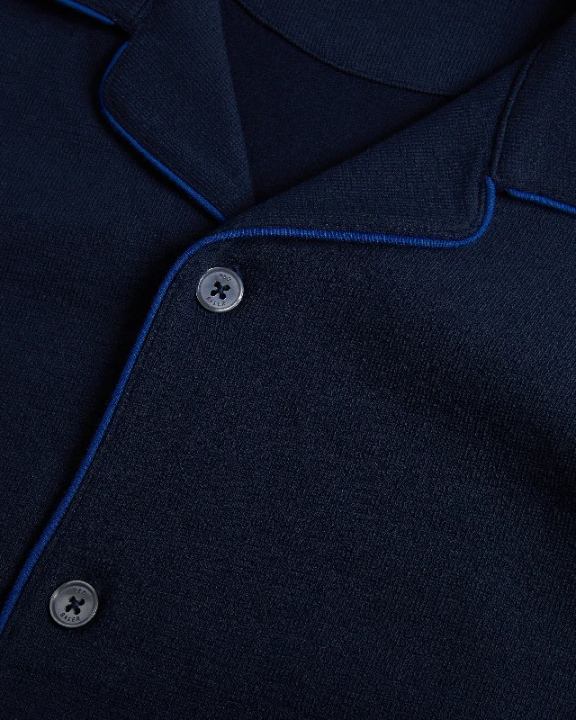 Selar Ss Regular Button Through Shirt Navy