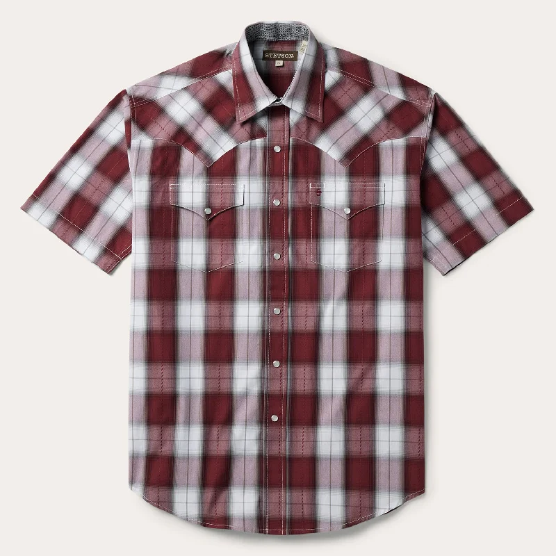 Shadow Plaid Short Sleeve Western Shirt