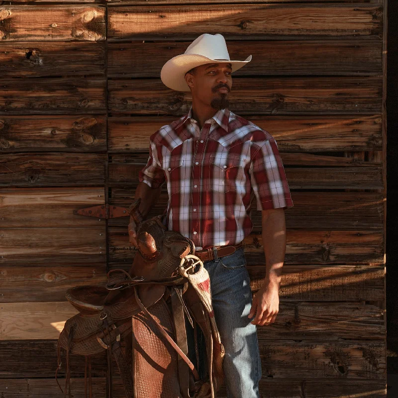 Shadow Plaid Short Sleeve Western Shirt