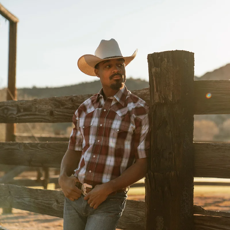 Shadow Plaid Short Sleeve Western Shirt