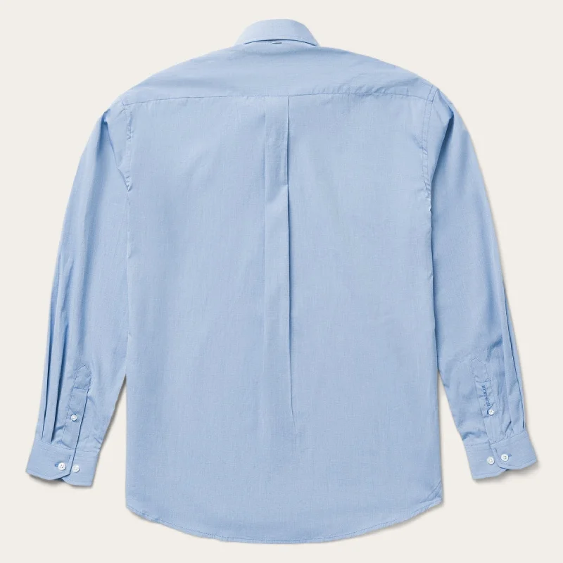 Blue Solid One-Pocket Snap-Front Shirt