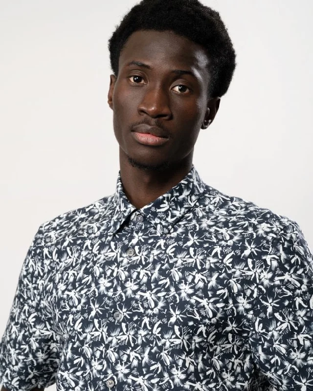 Tavaro Short Sleeve Abstract Floral Shirt Navy