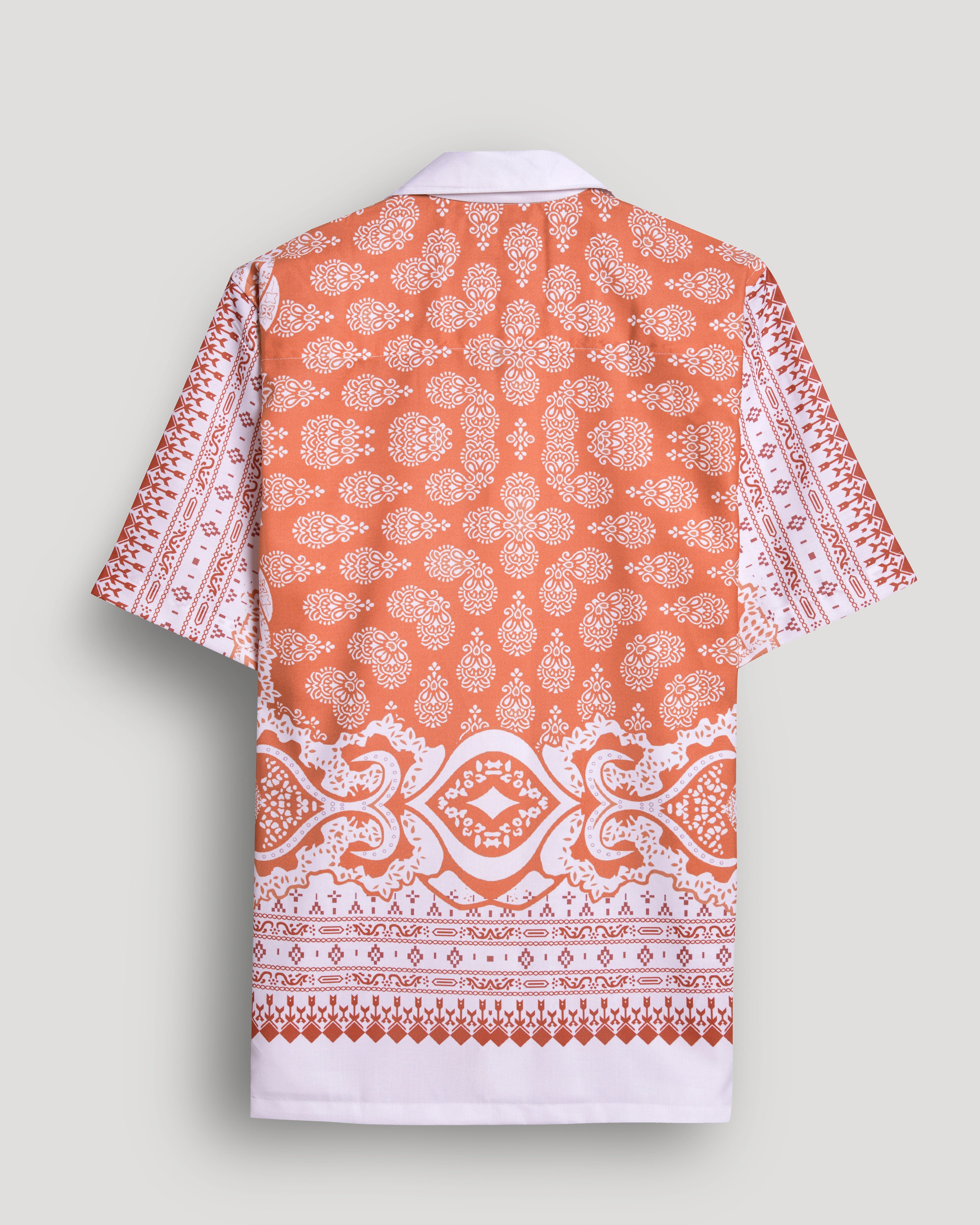 White boder bandana printed half sleeve shirt