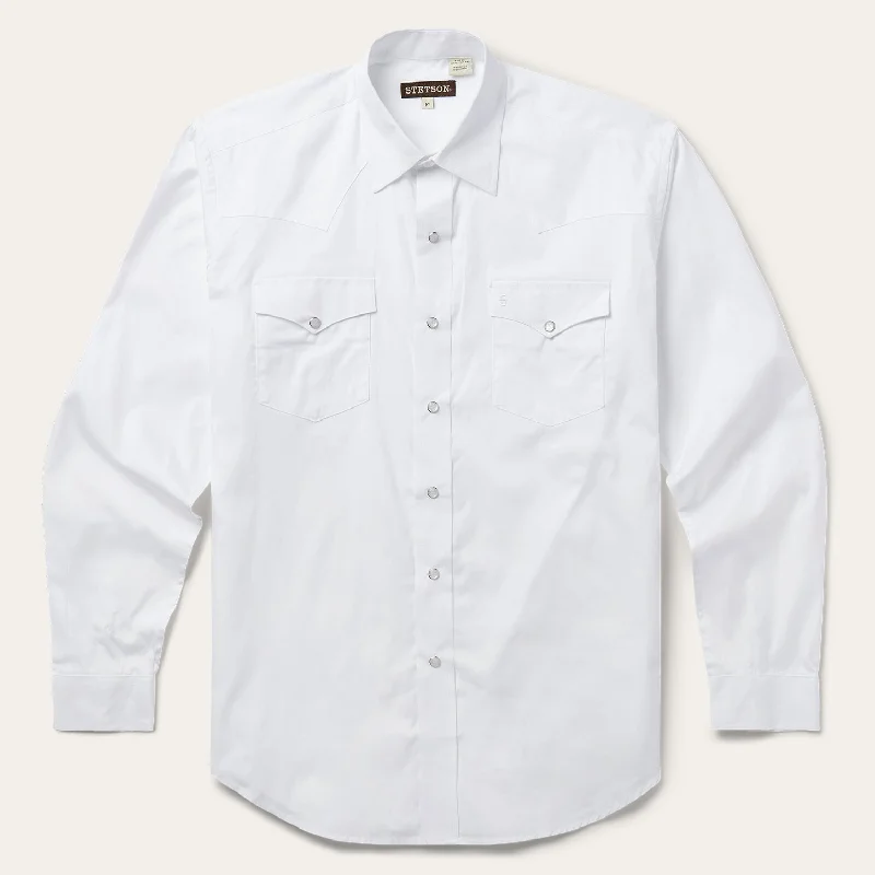 White Pinpoint Oxford Western Shirt