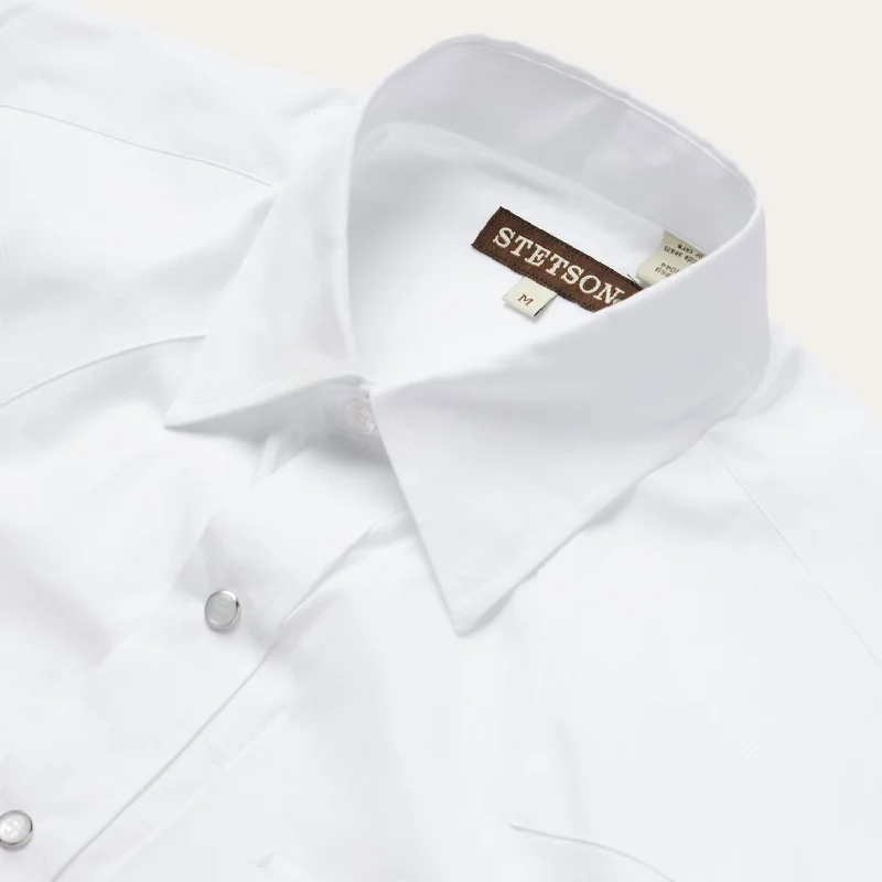 White Pinpoint Oxford Western Shirt