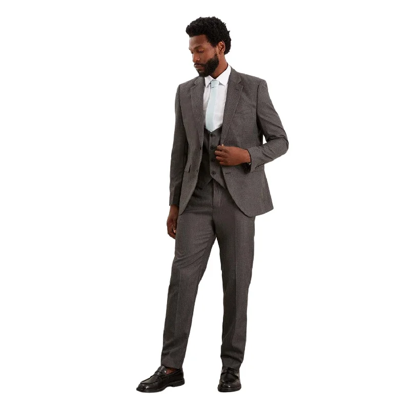 Burton Mens Herringbone Slim Suit Jacket