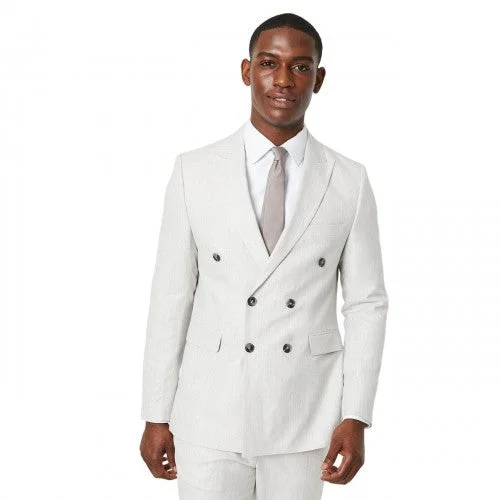 Burton Mens Linen Blend Double-Breasted Suit Jacket