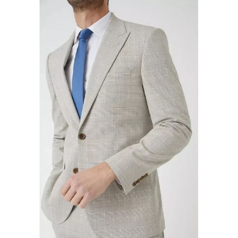 Burton Mens Prince Of Wales Check Slim Suit Jacket